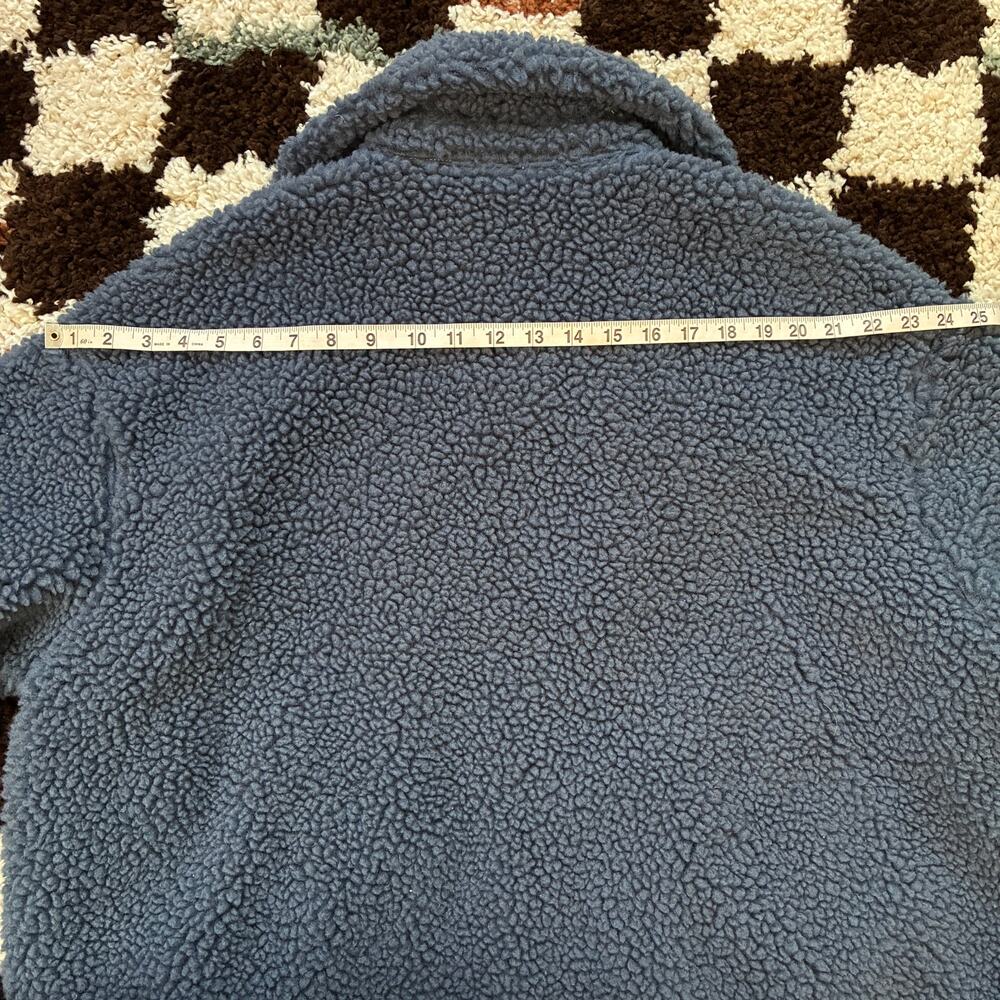 Nike Double Swoosh Sherpa Faux Fur Teddy Blue Full-Zip Jacket Size L - Picture 12 of 12